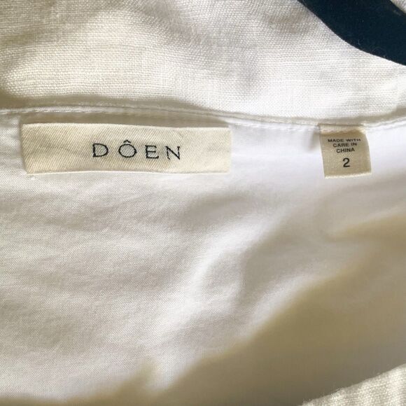 Doen Hayden Linen Top 2 Salt White Button Down Sleeveless Tank - Picture 4 of 6